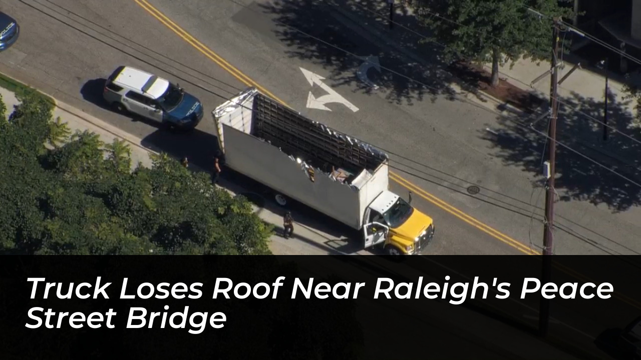 truck loses roof near raleighs peace street bridge 9mNm