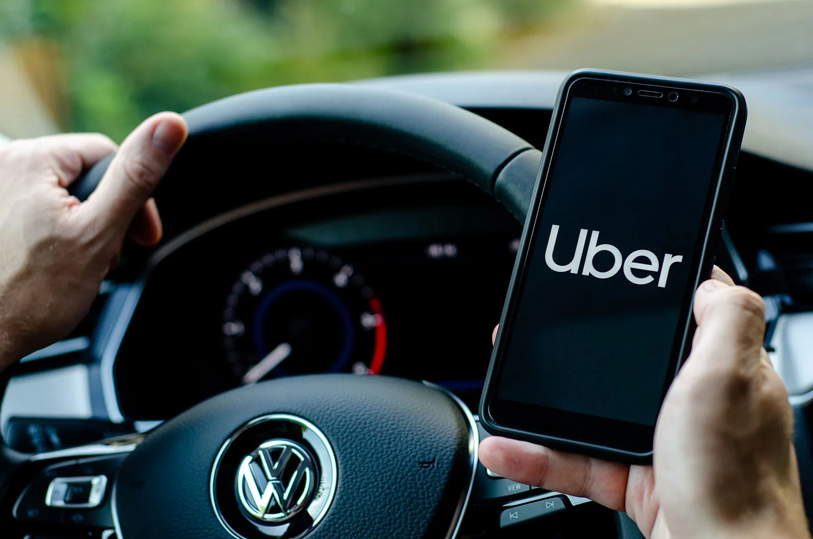 Uber Ride Vehicle Interior Night Smartphone