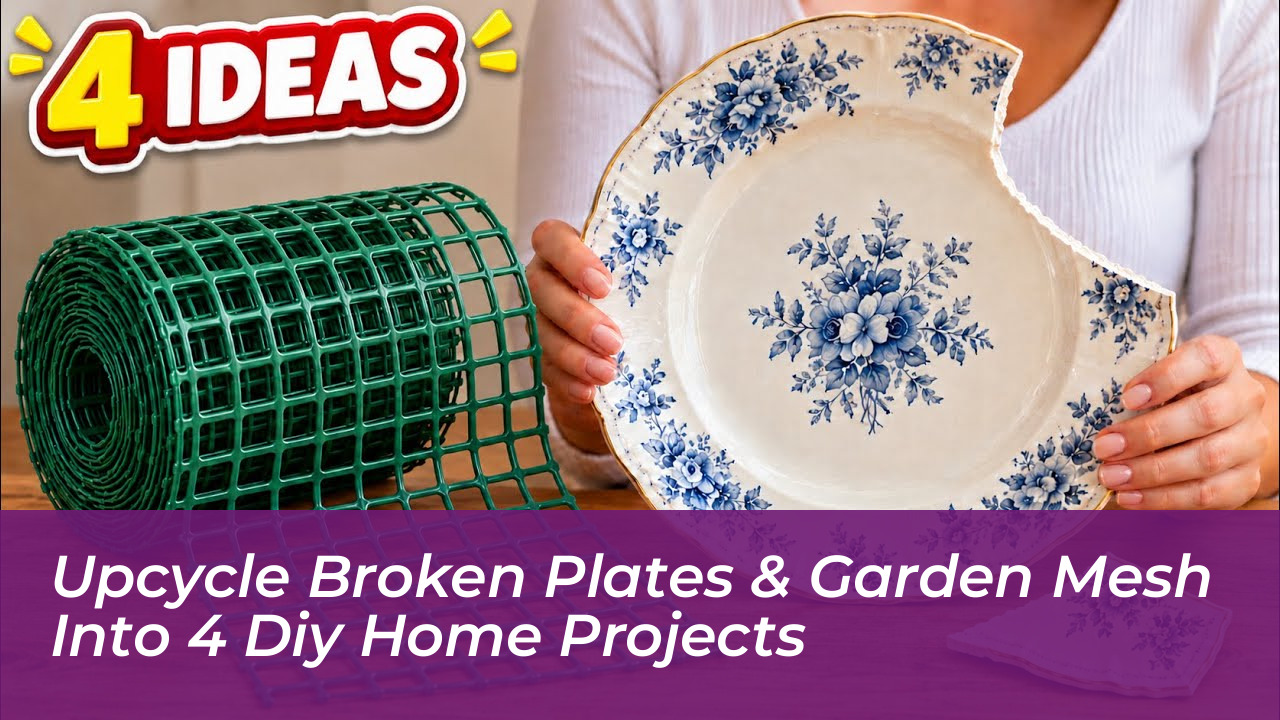 upcycle broken plates garden mesh into 4 diy home projects 3Ay5