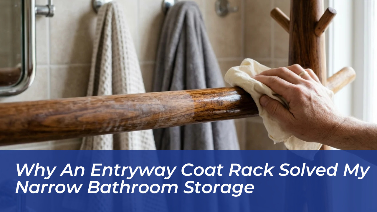 why an entryway coat rack solved my narrow bathroom storage 0rA0