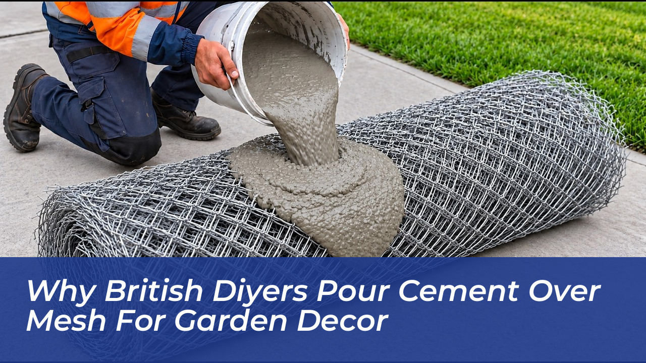 why british diyers pour cement over mesh for garden decor WYCC