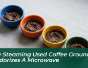 why steaming used coffee grounds deodorizes a microwave DTBp