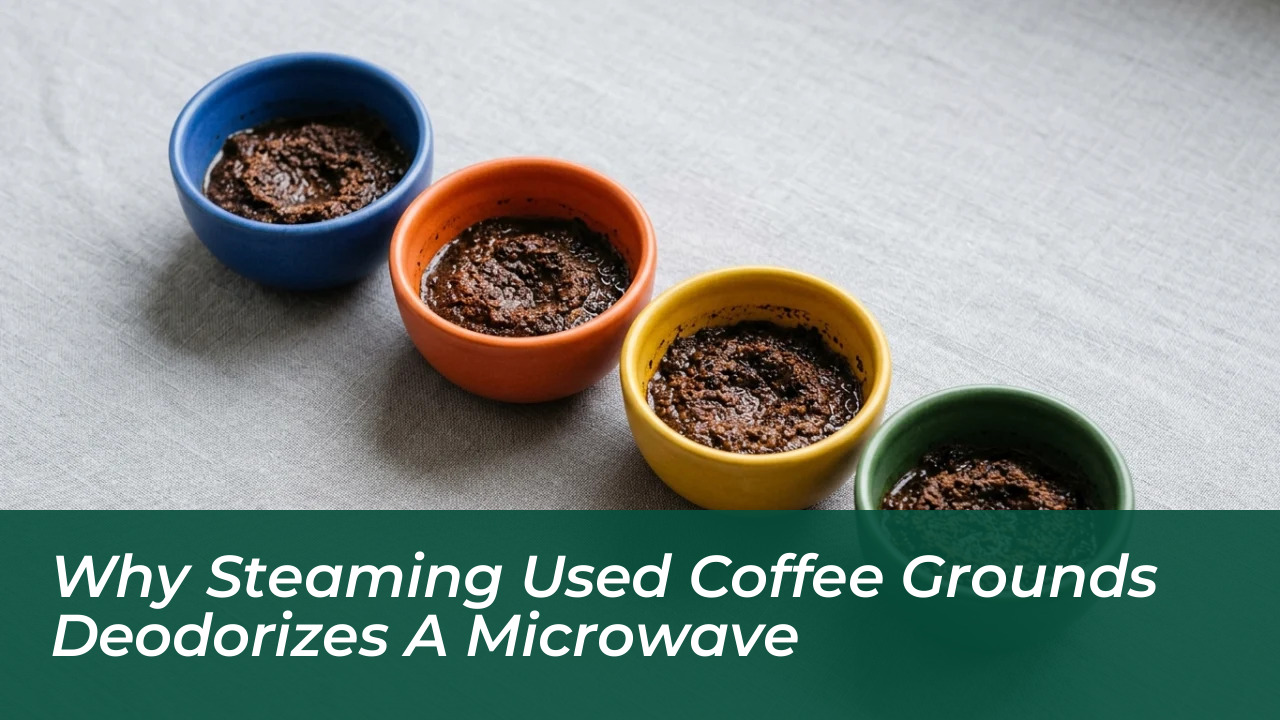 why steaming used coffee grounds deodorizes a microwave DTBp