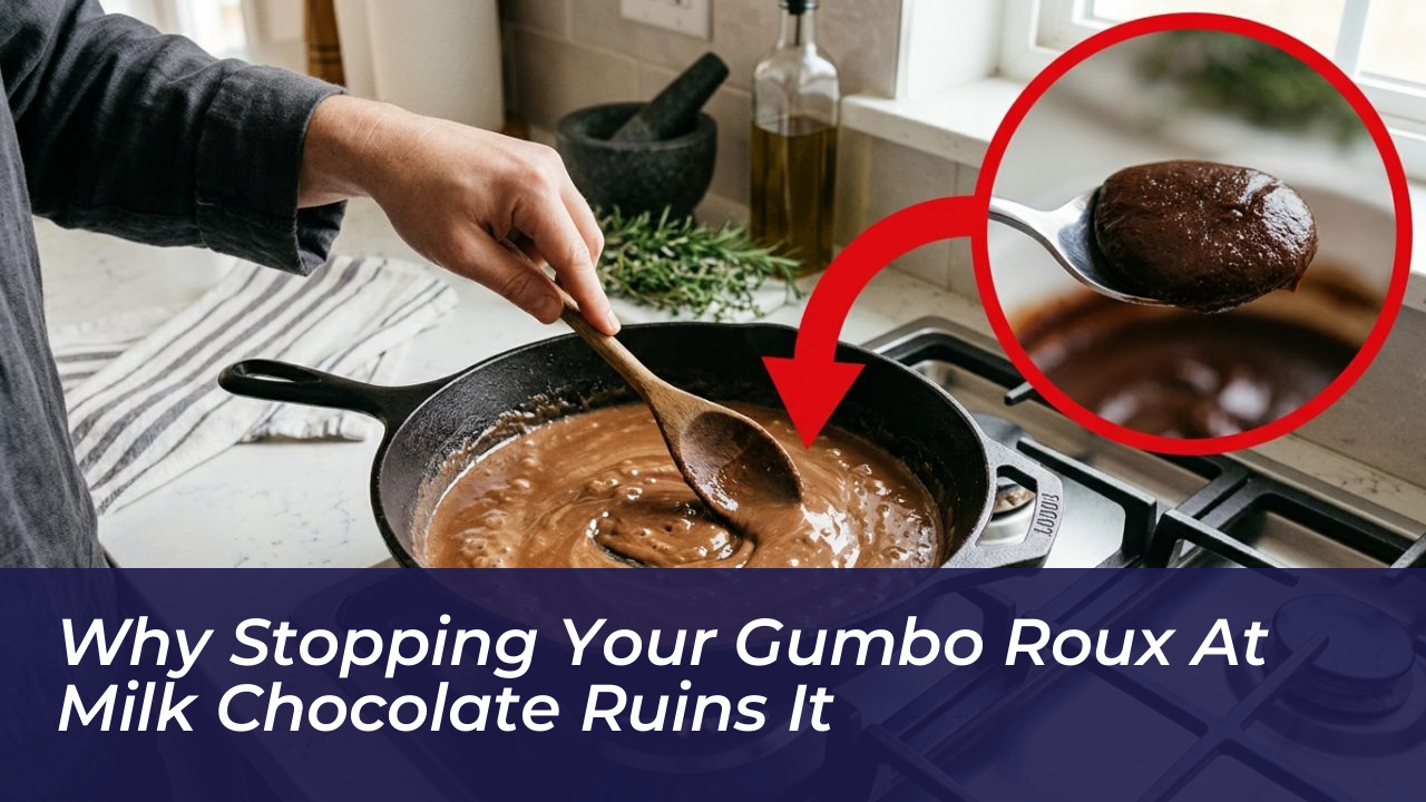 why stopping your gumbo roux at milk chocolate ruins it Gwdu